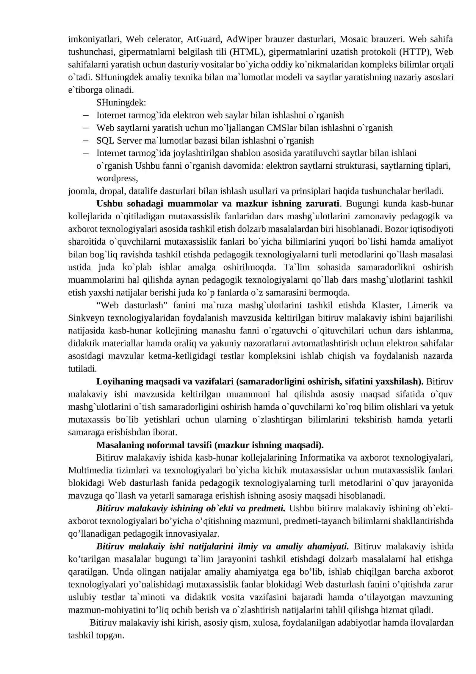 iSpring QuizMaker dasturida Web dasturlash fanidan tеstlar komplеksini ishlab chiqish 4