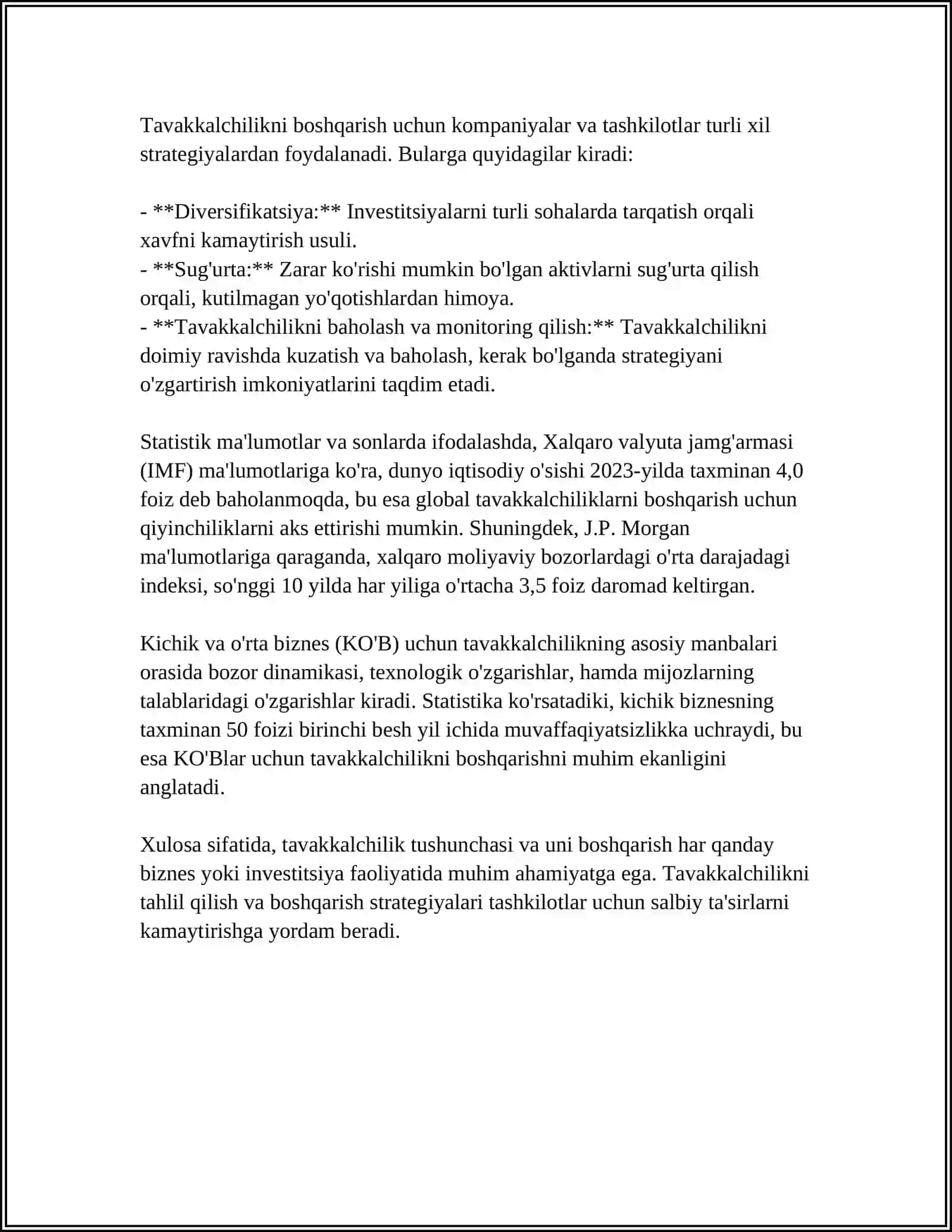 LOYIHADA TAVAKKALCHILIKNI ANIQLASH VA TAHLIL QILISH 4