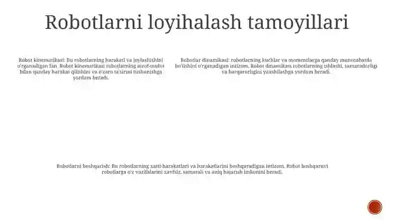 Robotolar Va Robototexnik Vositalarni Loyhalashtirish 4