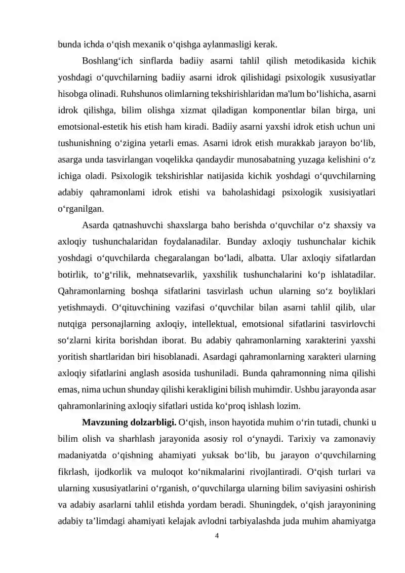 "O'zbek adabiyotini o'qitish metodikasi" 4