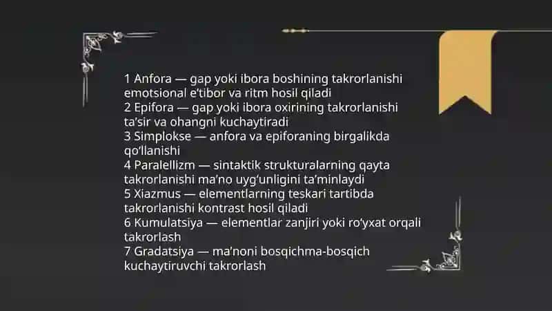 Badiiy matnda sintaktik takror 4