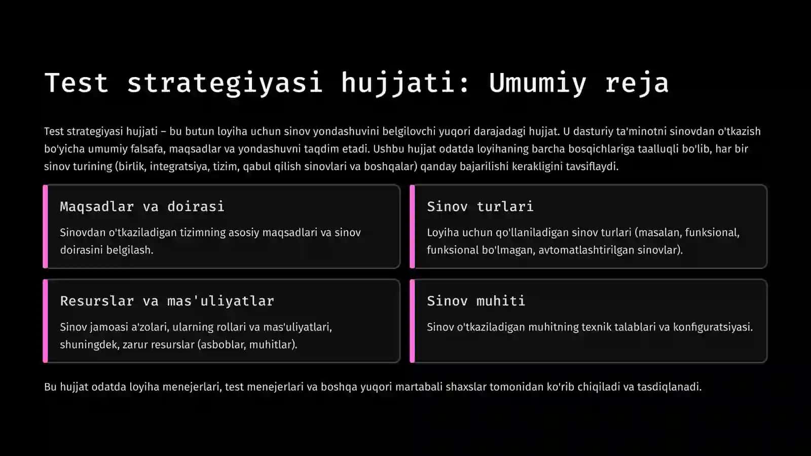 Test hujjatlari turlari: To'liq qo'llanma 4