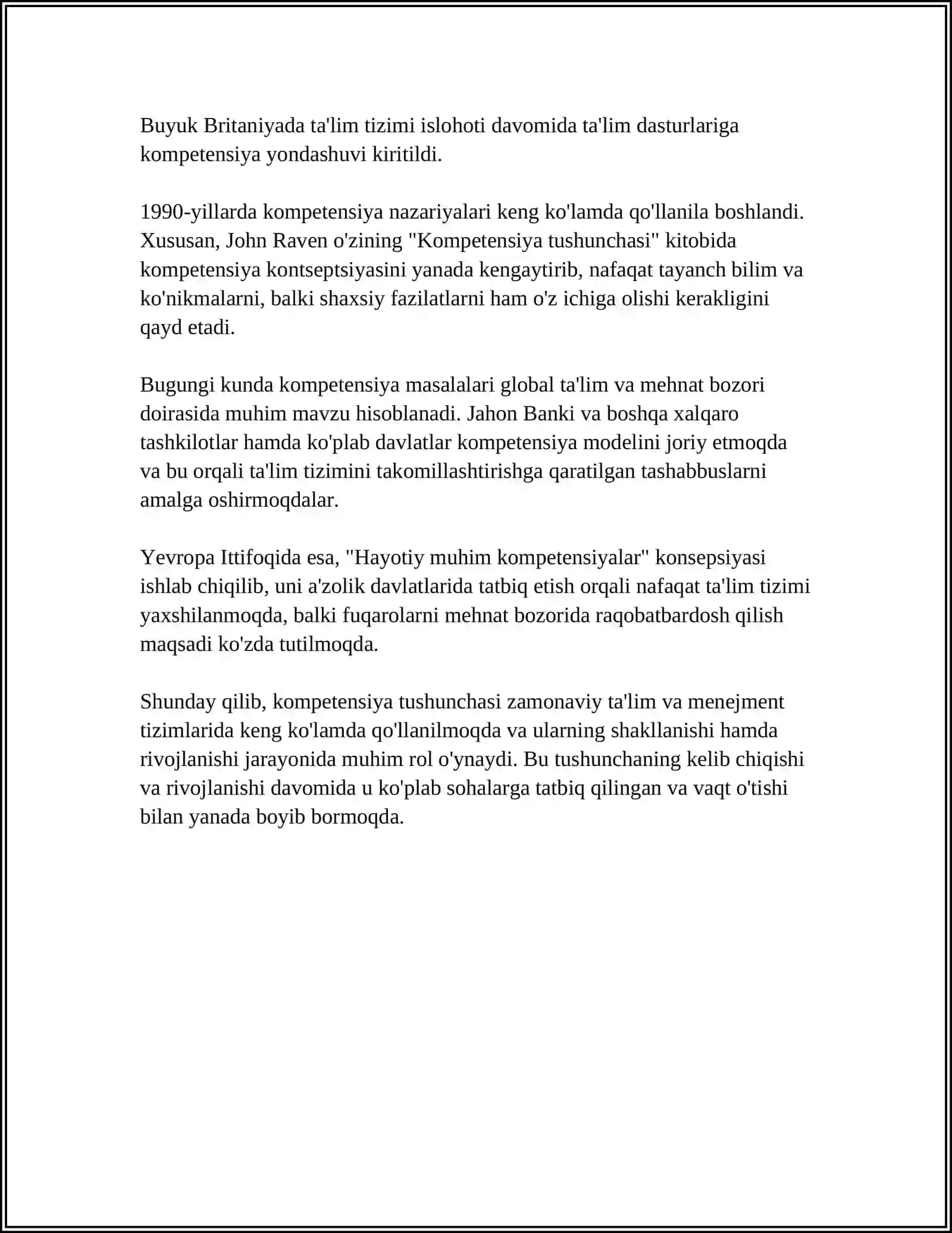 BOSHLANGʻICH TAʼLIM MUSTAQIL ISH 4