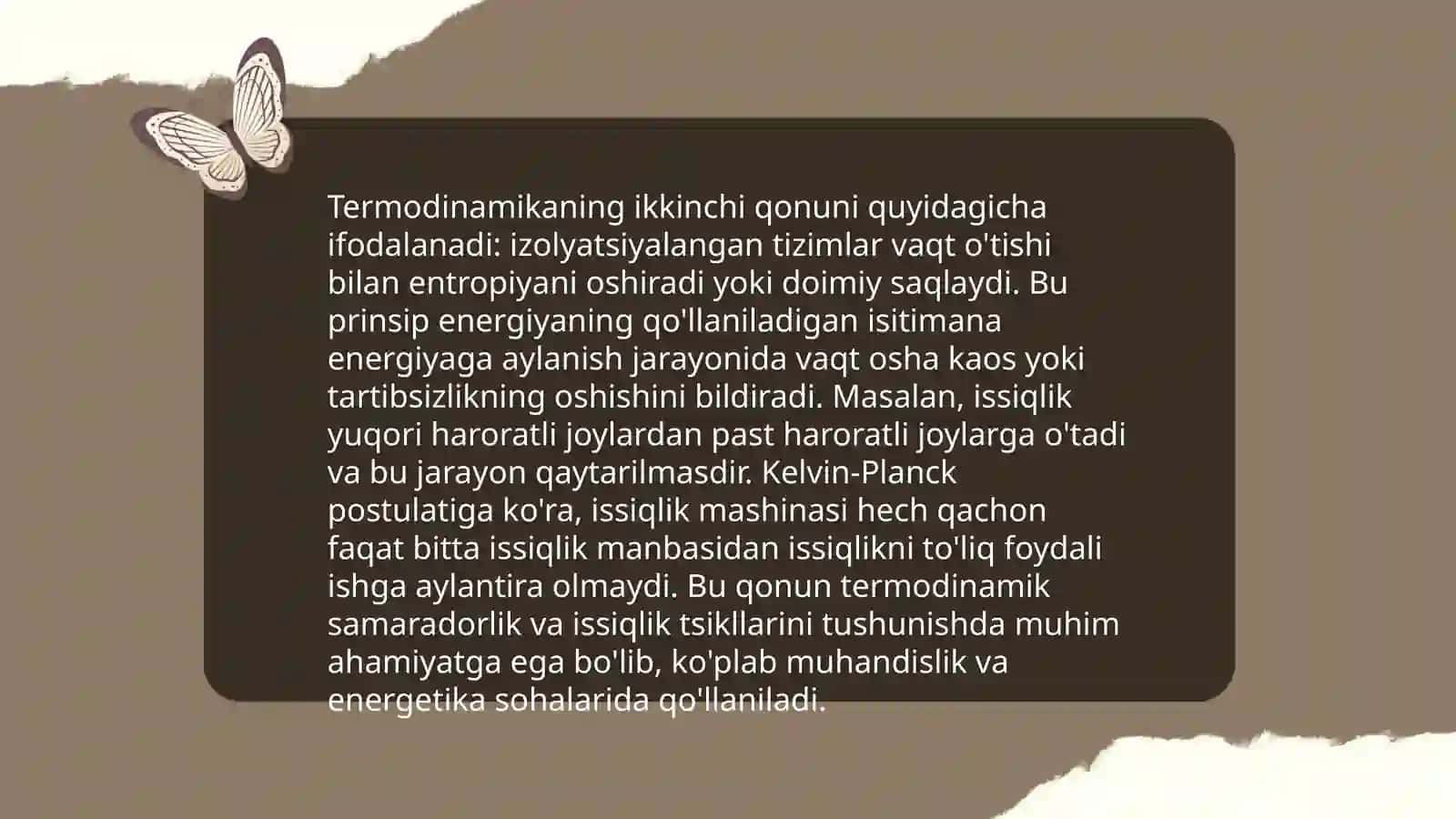 Termadinamikani tiibiyotdagi axamyati 4
