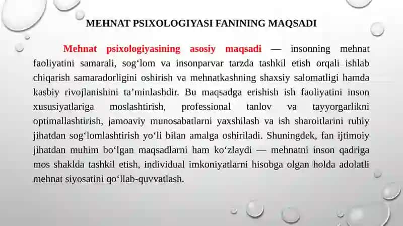 Mehnat Psixologiyasi Fanining Predmeti 4