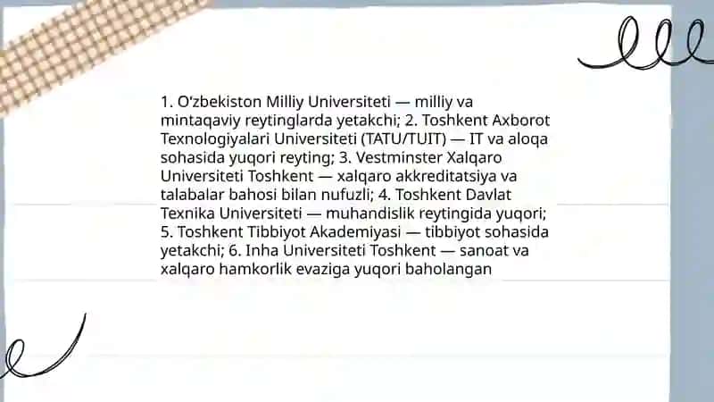 Oʻzbekiston universitetlari haqida 4