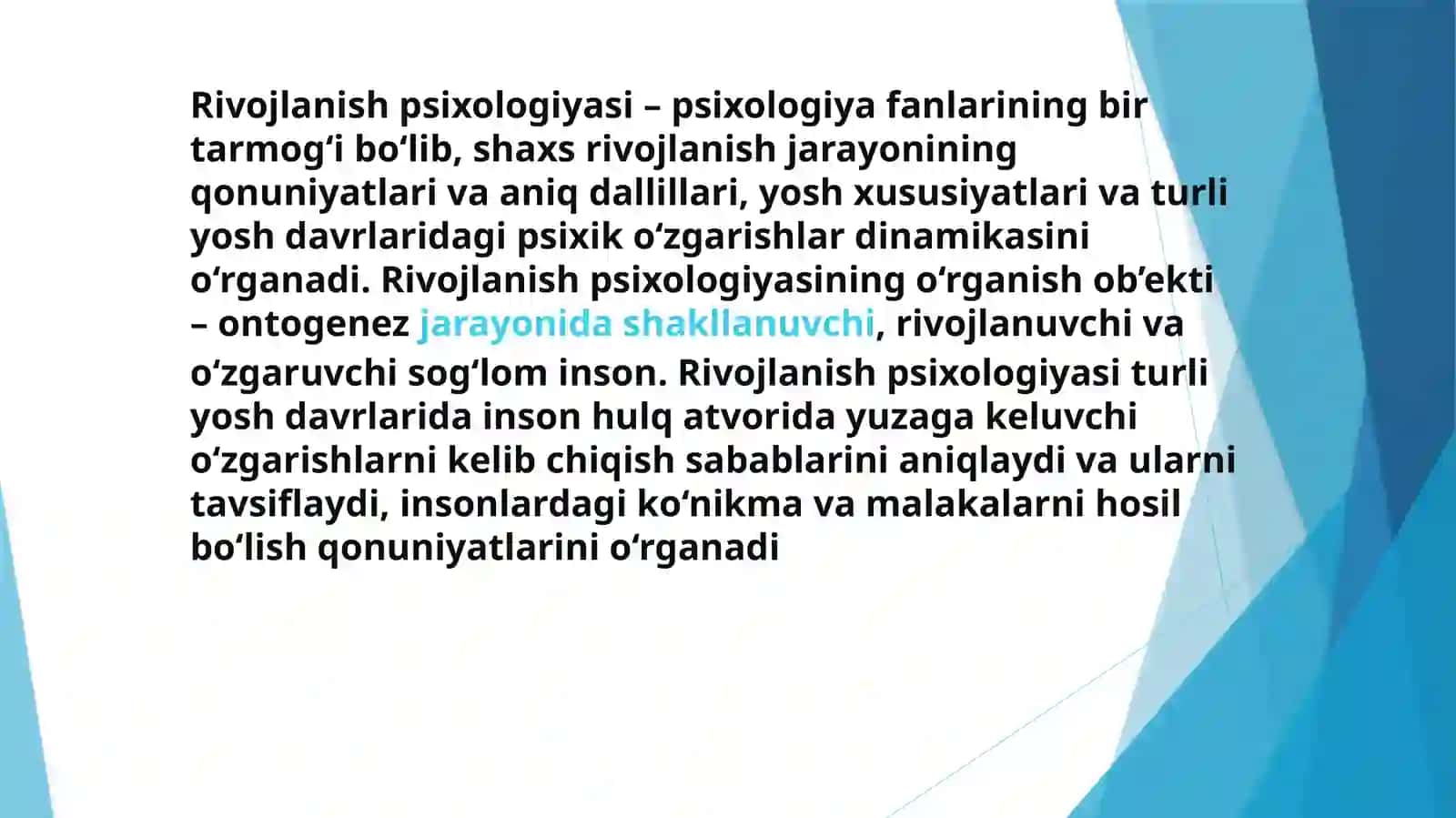 Rivojlanish psixologiyasi 4