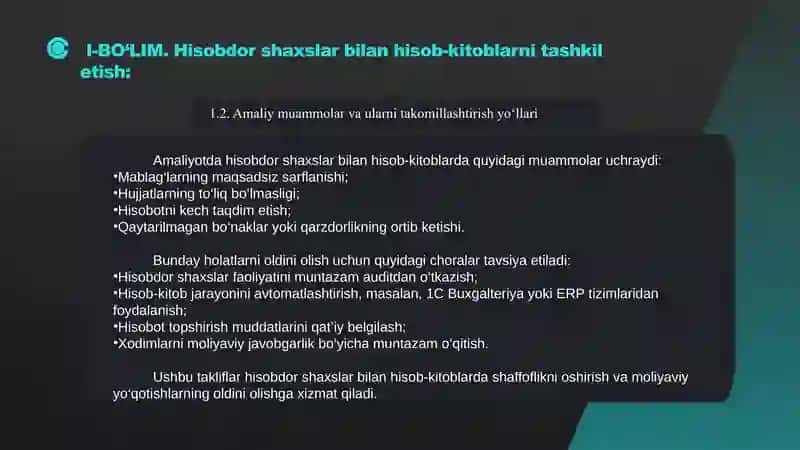 HISOBDOR SHAXSLAR BILAN HISOB-KITOBLAR HISOBI SLAYD 4