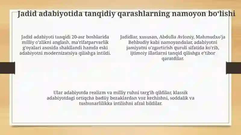Oʻzbek adabiy tanqidining paydo boʻlishi va shakllanishi 4