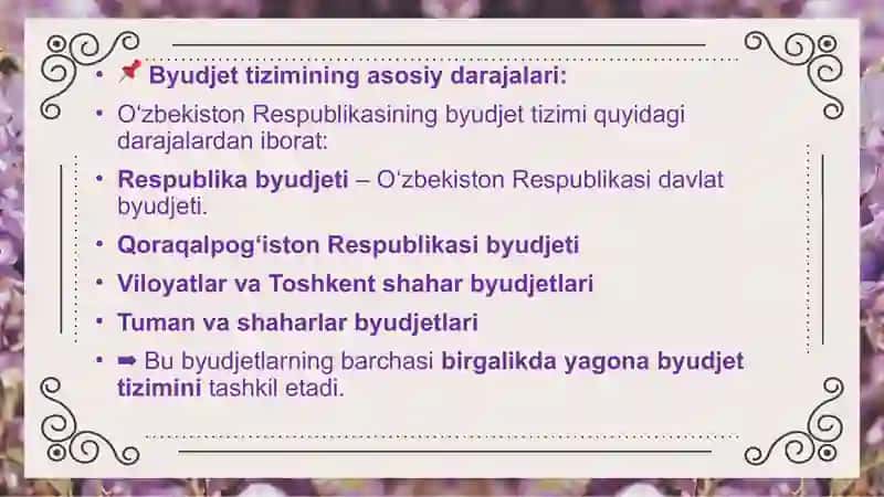 Byudjet tizimi.Byudjetlarning mohiyati. 4