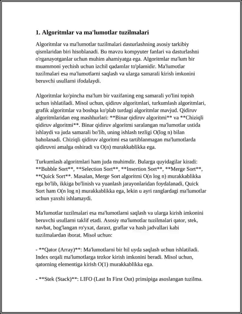 Algoritmlar va ma'lumotlar tuzilmalari 4