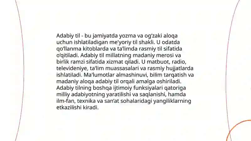 Hozirgi o'zbek adabiy tili fanining maqsadi va vazifalari 4