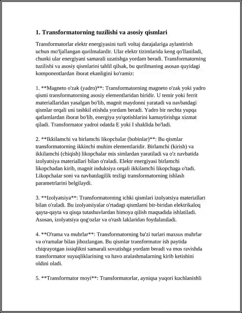 TRANSFORMATORLAR VA ULARNING ISHLASH TAMOYILI 4