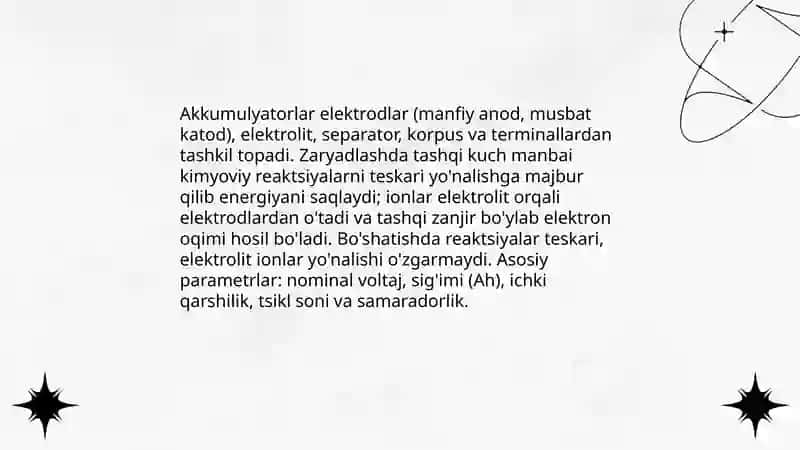 Tokmanbalari.Akkumulyatorlar. Quruq batareykalar 4