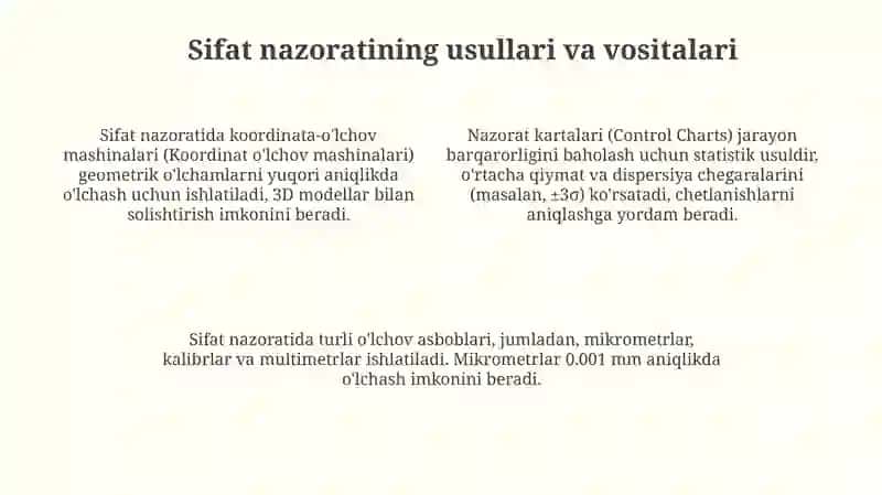 Sifat nazoratining asoslari va ahamiyati 4