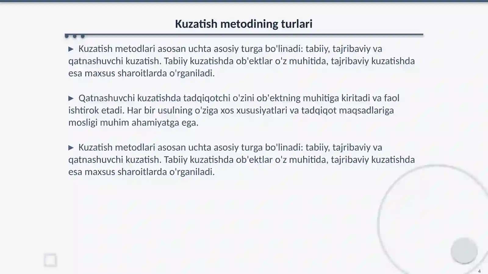 Kuzatish metodi 4
