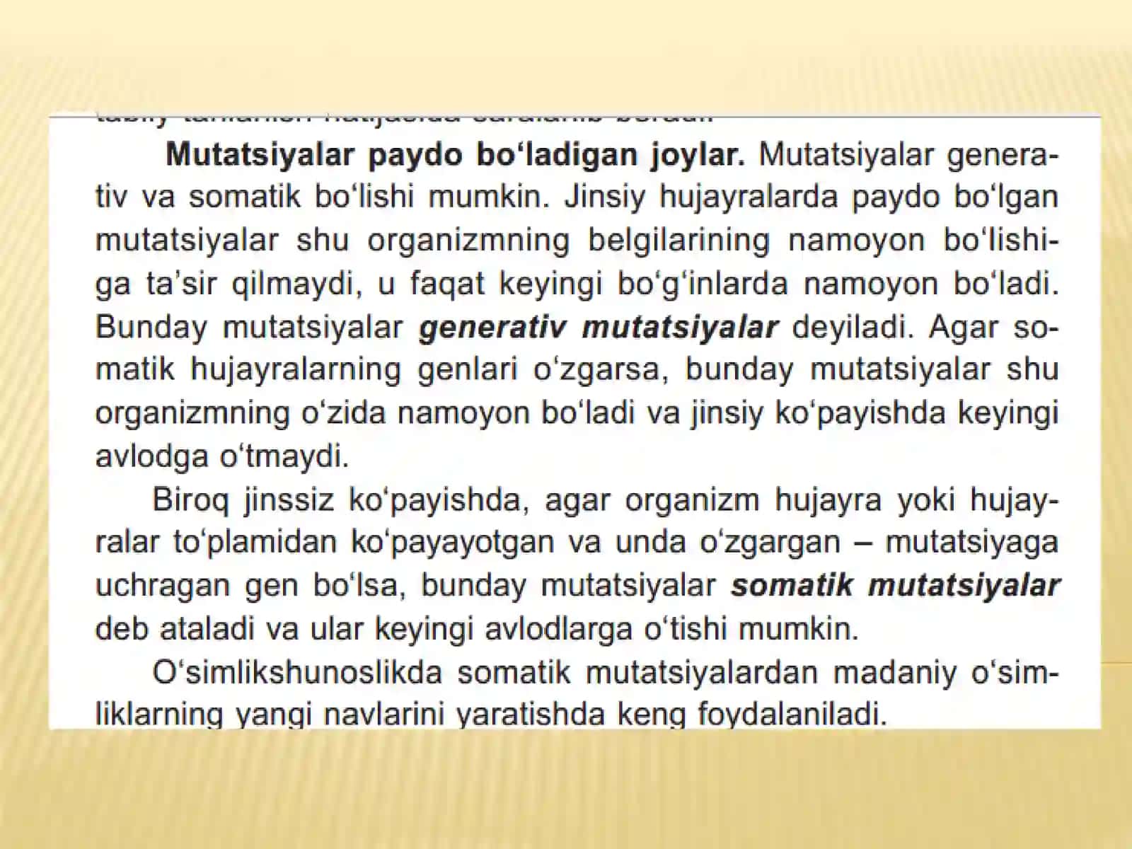 Mutatsiya (genetik) o'zgarishlar 4