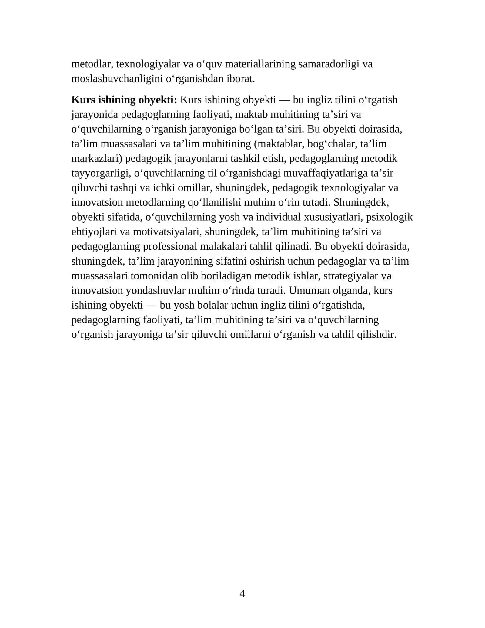 SIMILARITIES AND DIFFERENCES IN TEACHING ENGLISH AT KINDERGARDEN AND PRIMARY SCHOOL 4