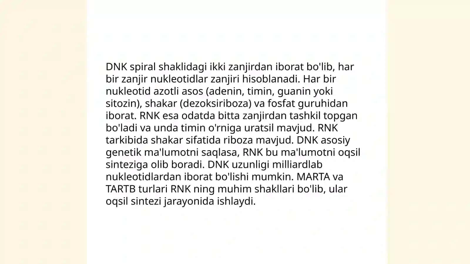 Hayotning molekulyar asoslari 4