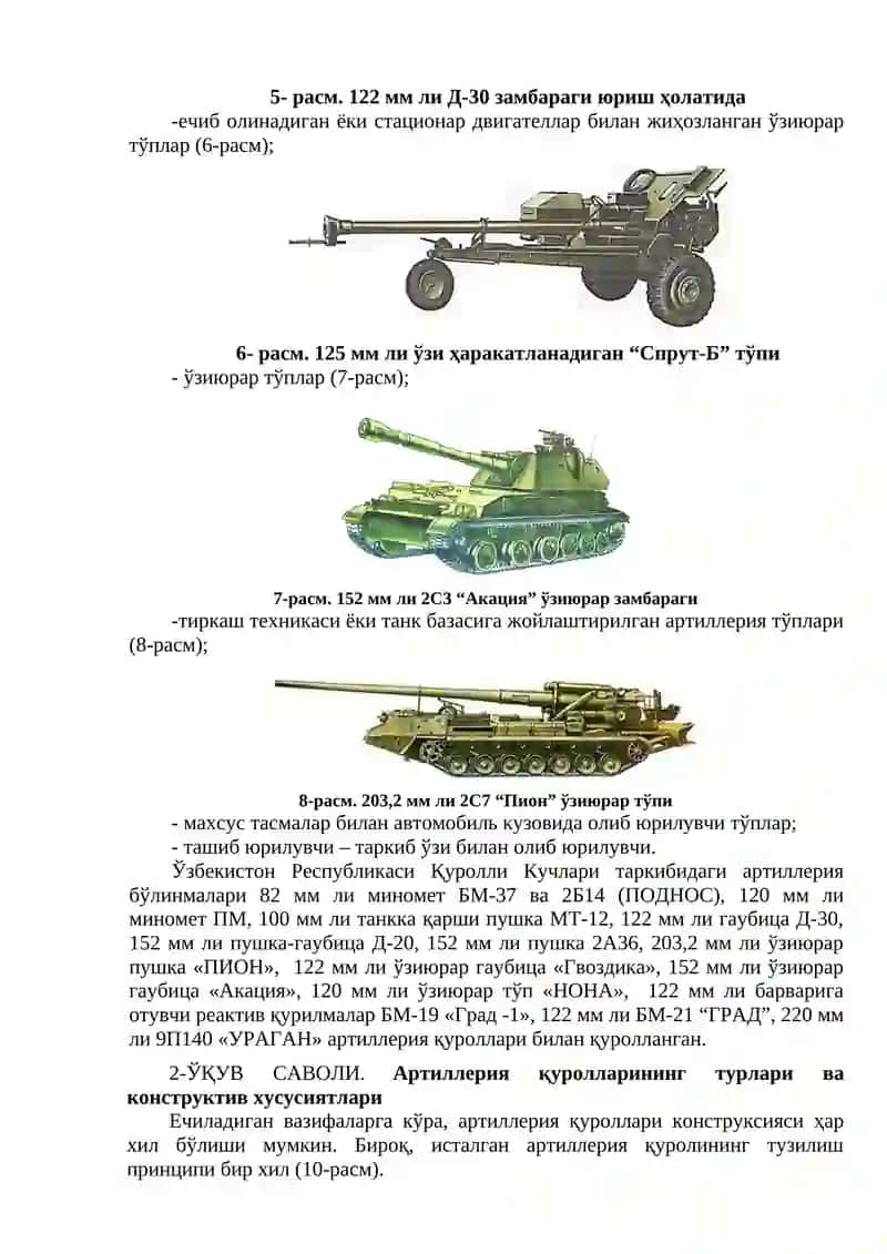 Артиллерия қуролларининг тузилиш асослари 4