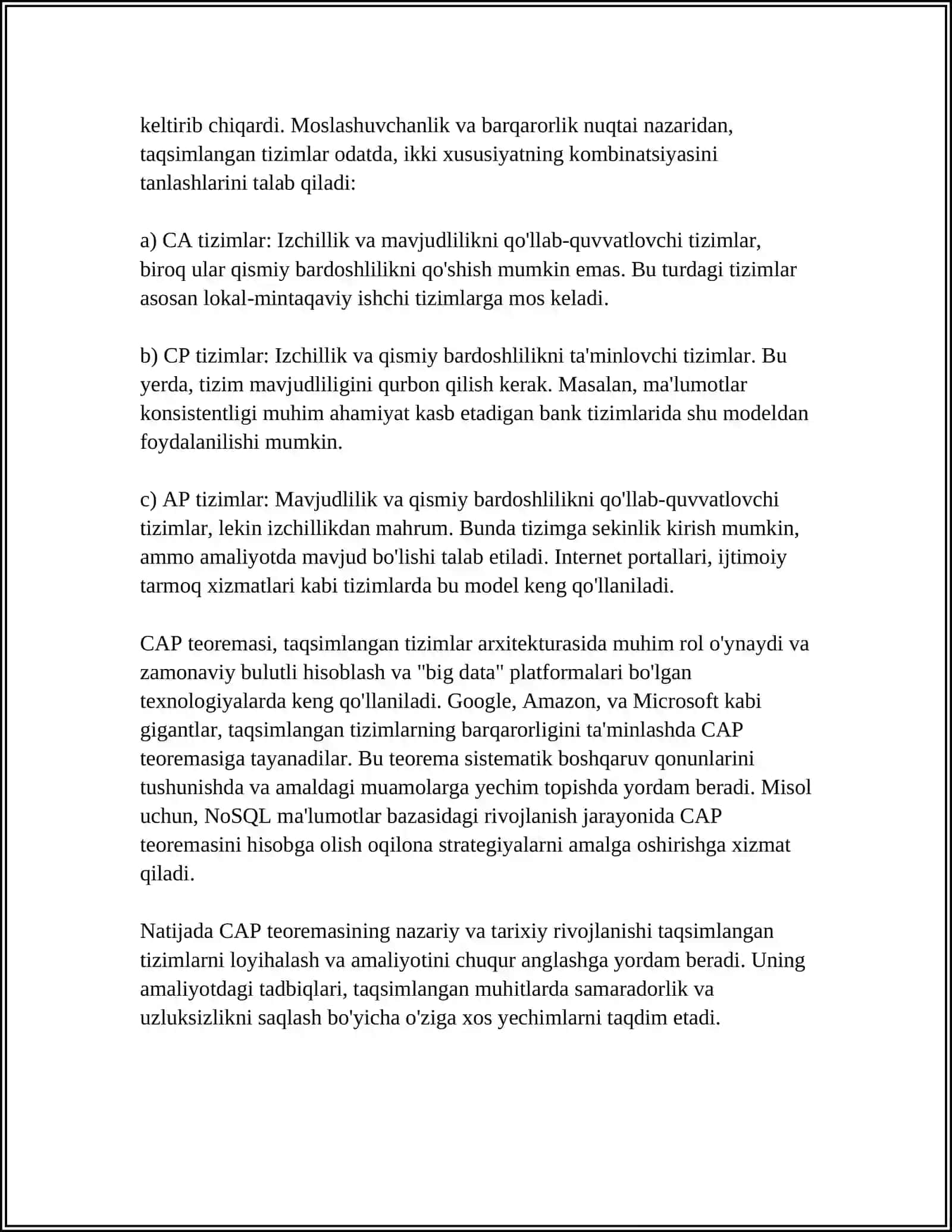 CAP TEOREMASI BOYICHA TAHLILIY MALUMOT TAYYORLASH 4