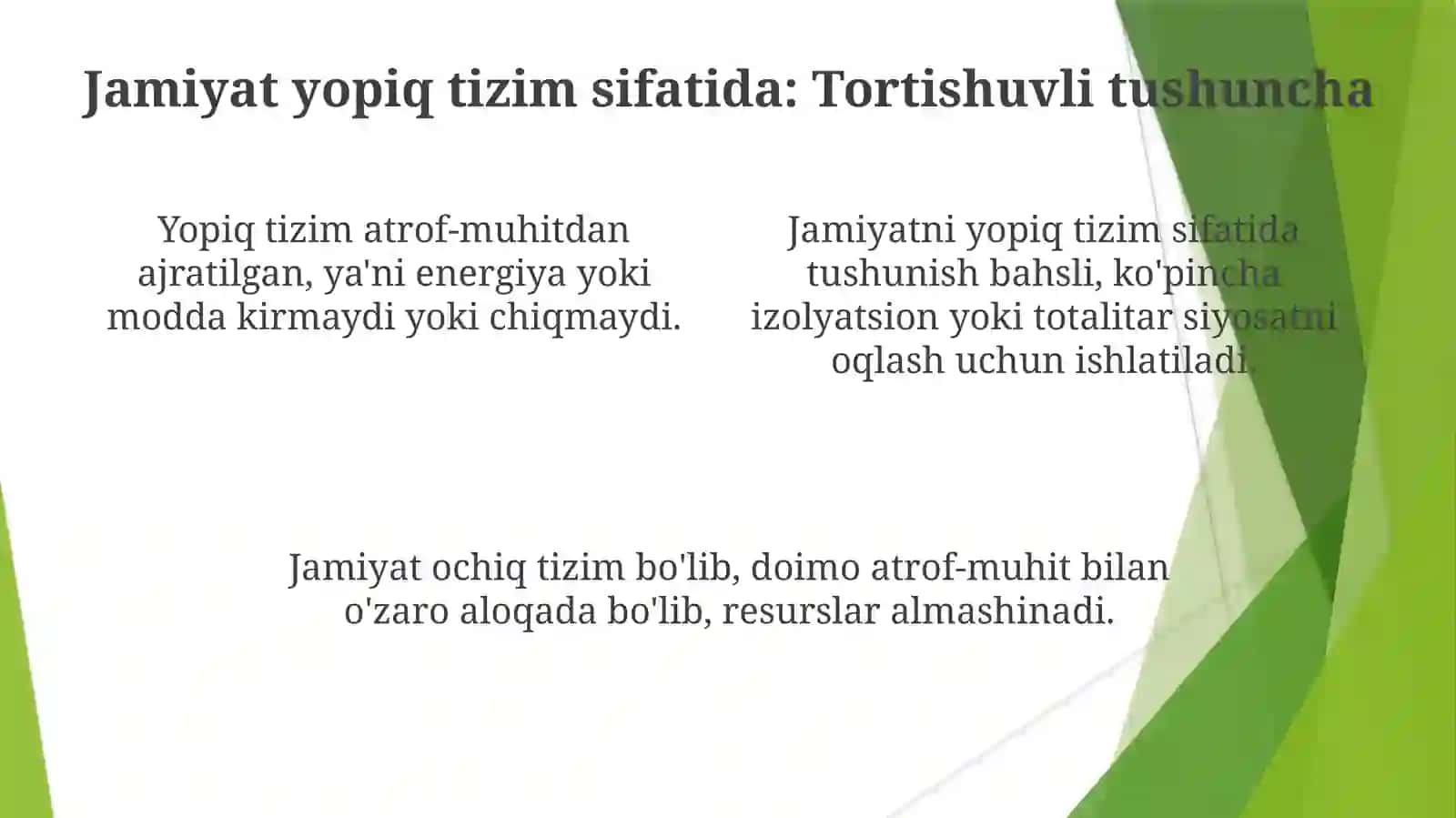 Yopiq Tizimlar 4