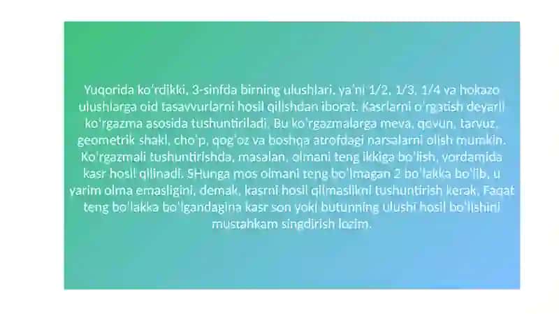 Kasrtushunchasi bilan tanishtirish metodikasi 4