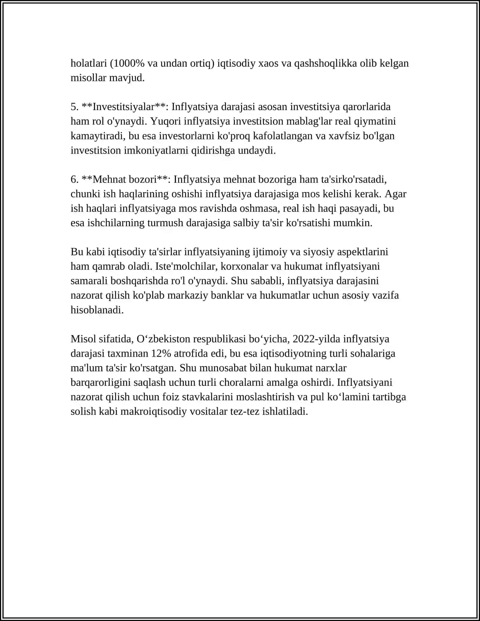 INFLYATSIYA JARAYONLARINING INVESTITSIYA LOYIHALARINI BAHOLASHGA TA’SIRI 4