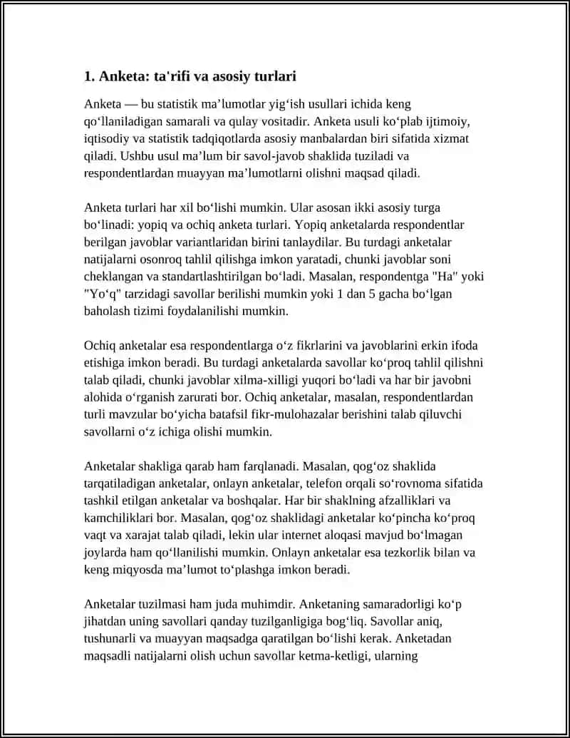 Anketa: ta'rifi va asosiy turlari 4