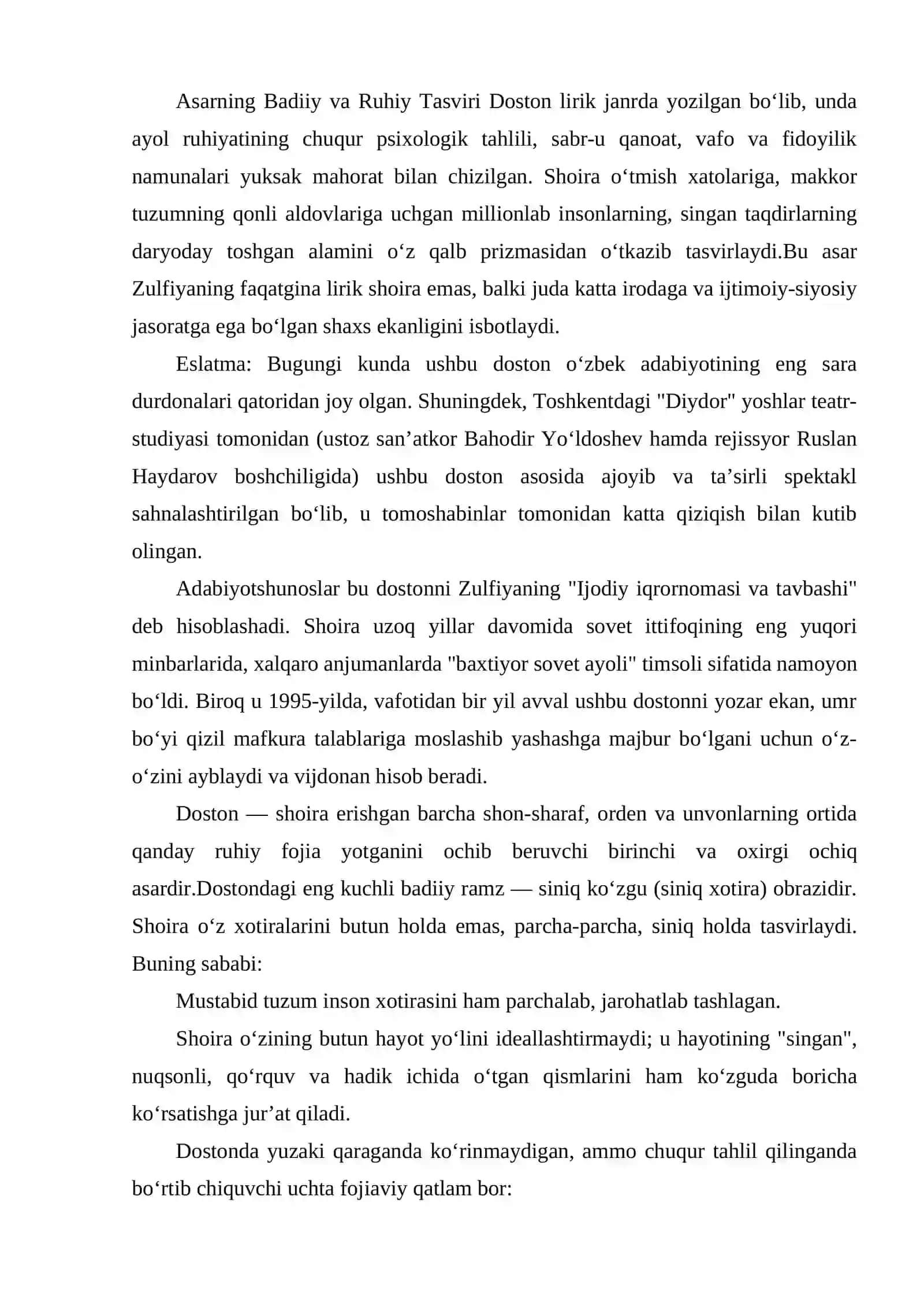 ZULFIYANING "XOTIRAM SINIQLARI" DOSTONI 4