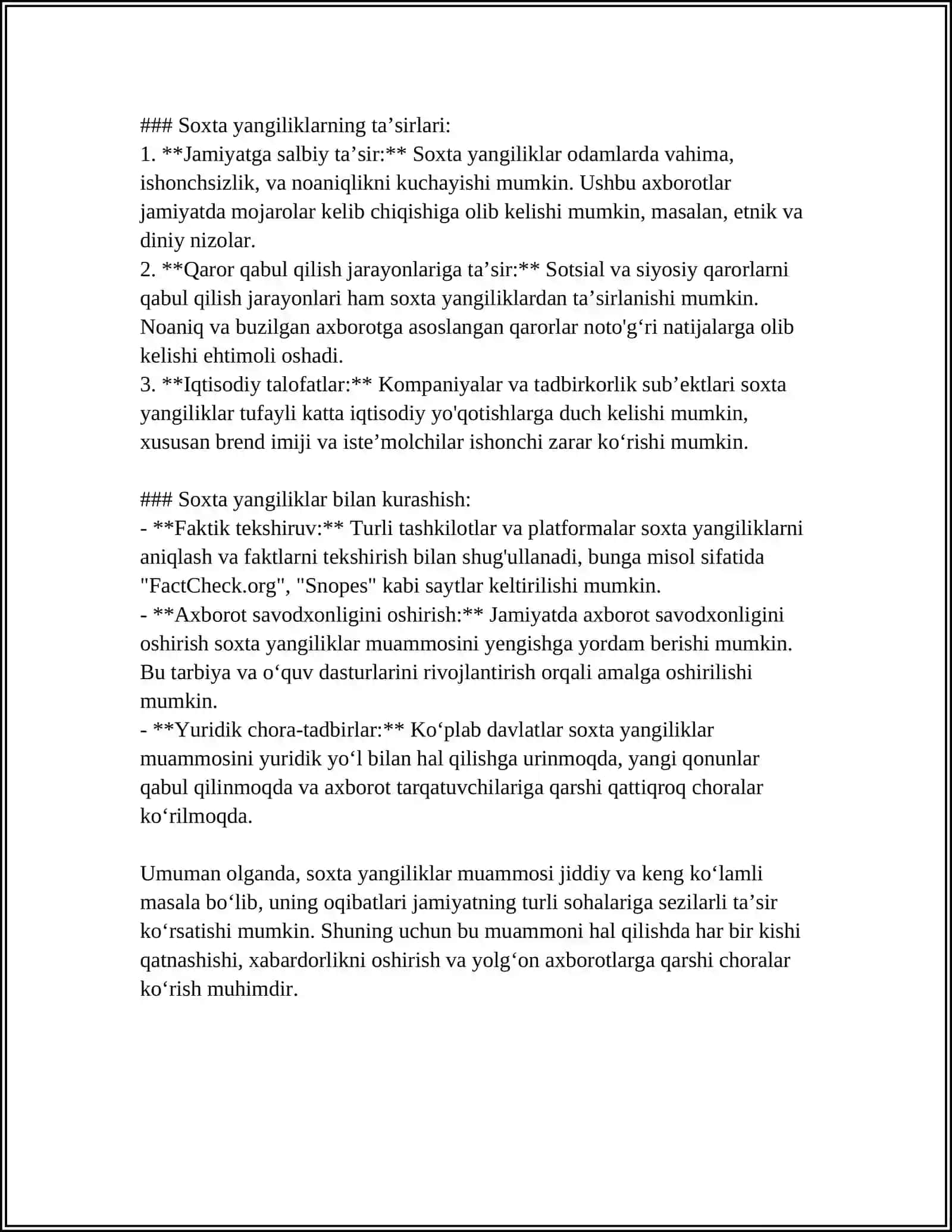 SOXTA YANGILIKLAR VA DEZINFORMATSIYA 4