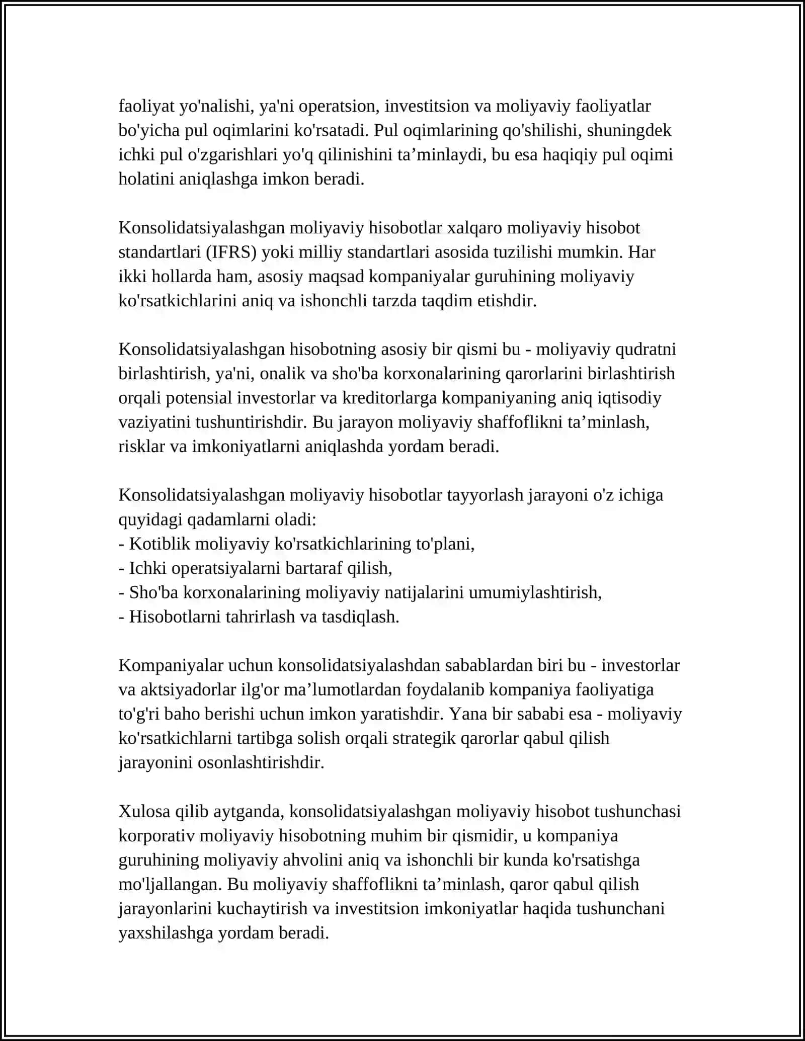 KONSOLIDATSIYALASHGAN MOLIYAVIY HISOBOTLARNI TAYYORLASH 4