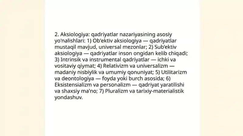 Qadriyat falsafasi asoslari va g'oyalari 4