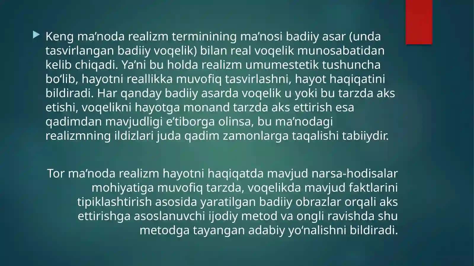Realizm va tanqidiy realizm adabiyoti 4