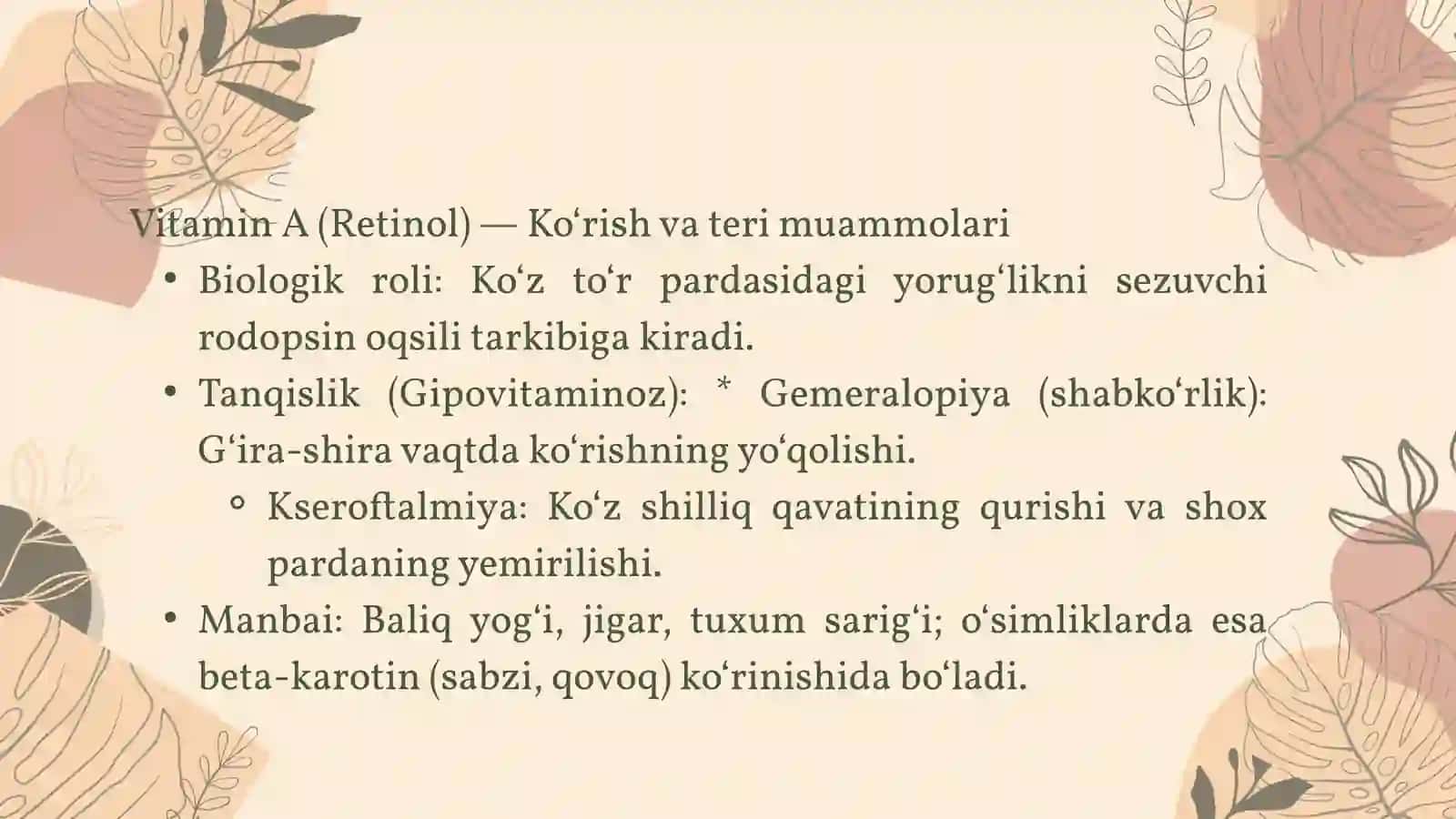 Vitaminlar ta'sirida kelib chiqadigan kasalliklar. 4