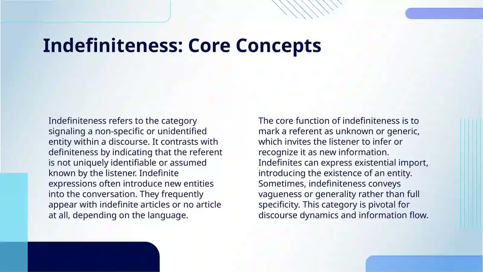 THE CATEGORY OF DEFINITENESS AND INDEFINITENESS 4