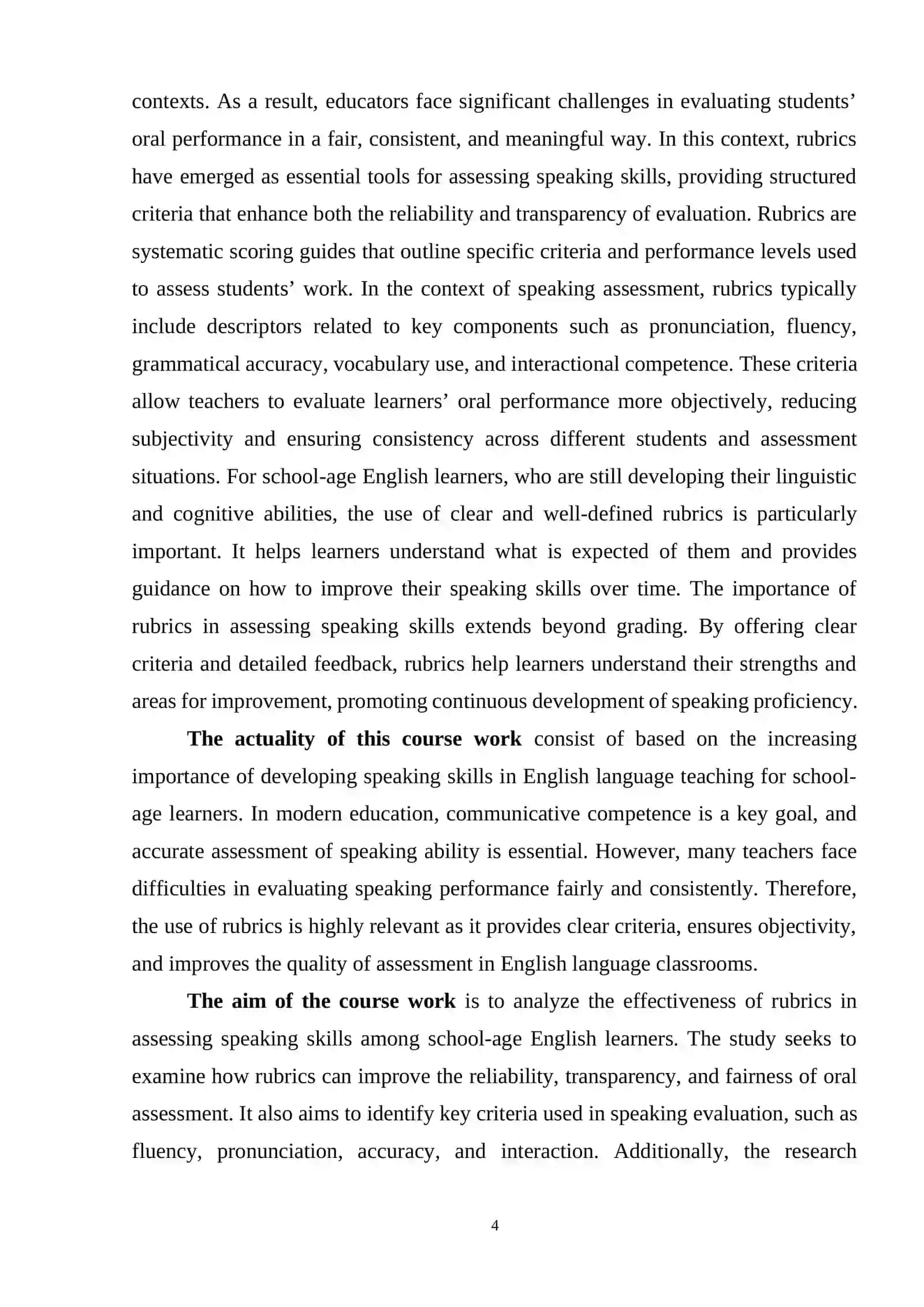 RUBRICS FOR ASSESSING SPEAKING SKILLS IN SCHOOL-AGE ENGLISH LEARNERS 4