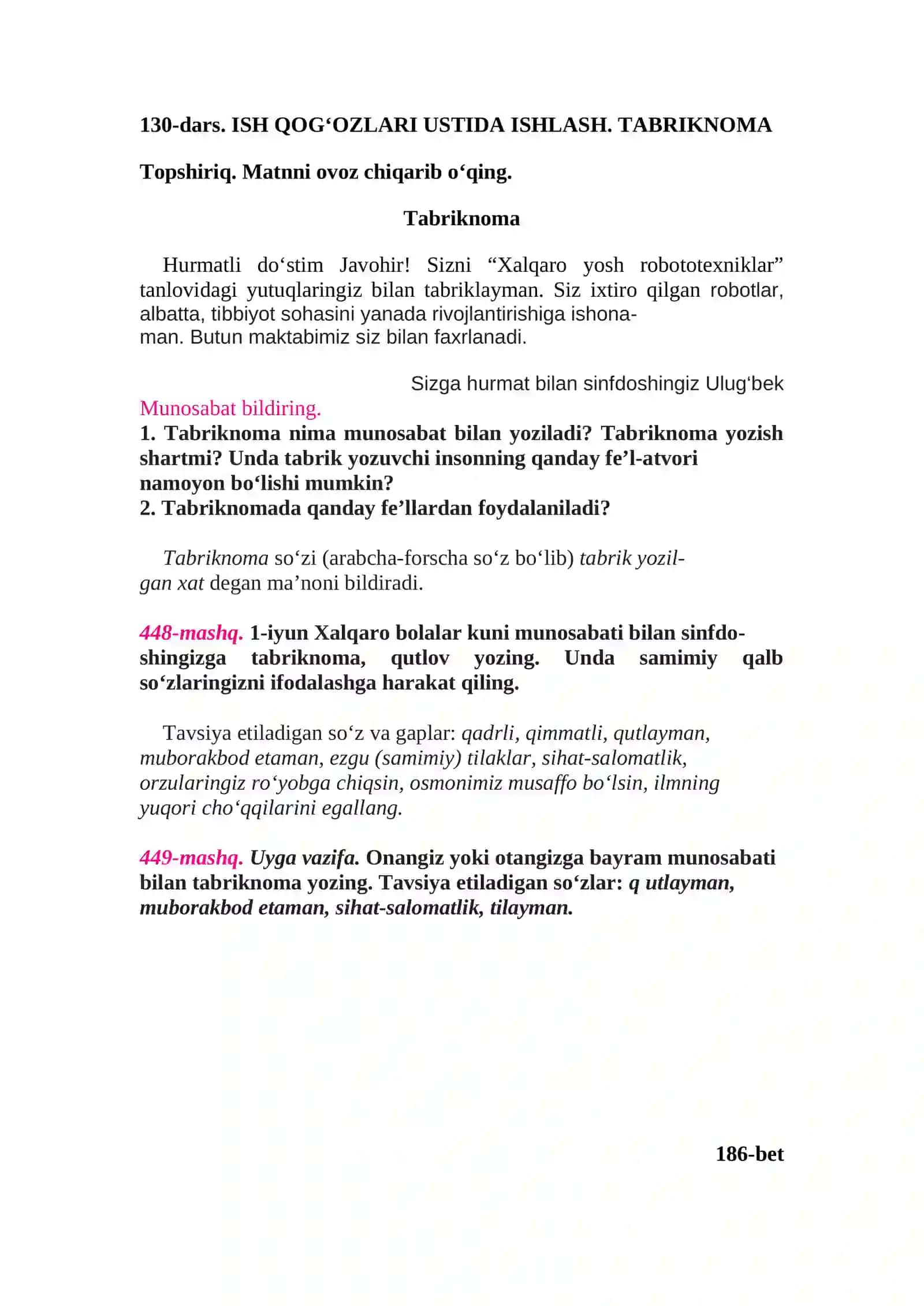 SINF ONA TILI DARSLIGI(2020-YILGI NASHR)DAGI 4