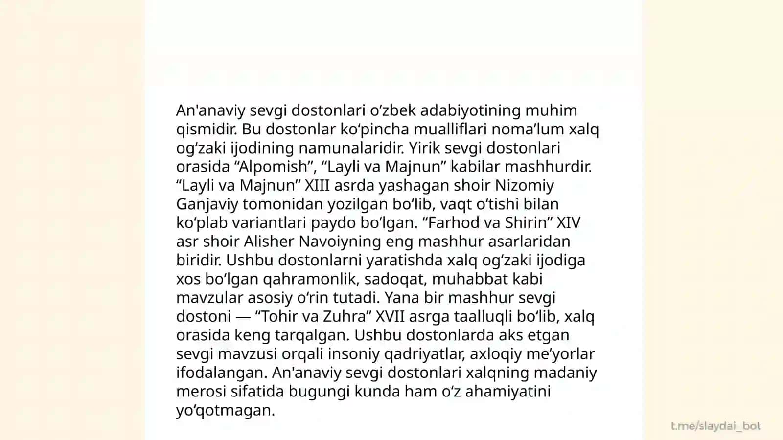 Mumtoz adabiyot janrlari, an'anaviy mavzu va obrazlari 4