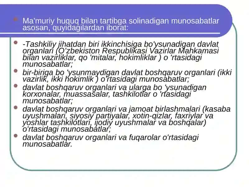 Ma'muriy huquqning manbalari va ularning turlari 4