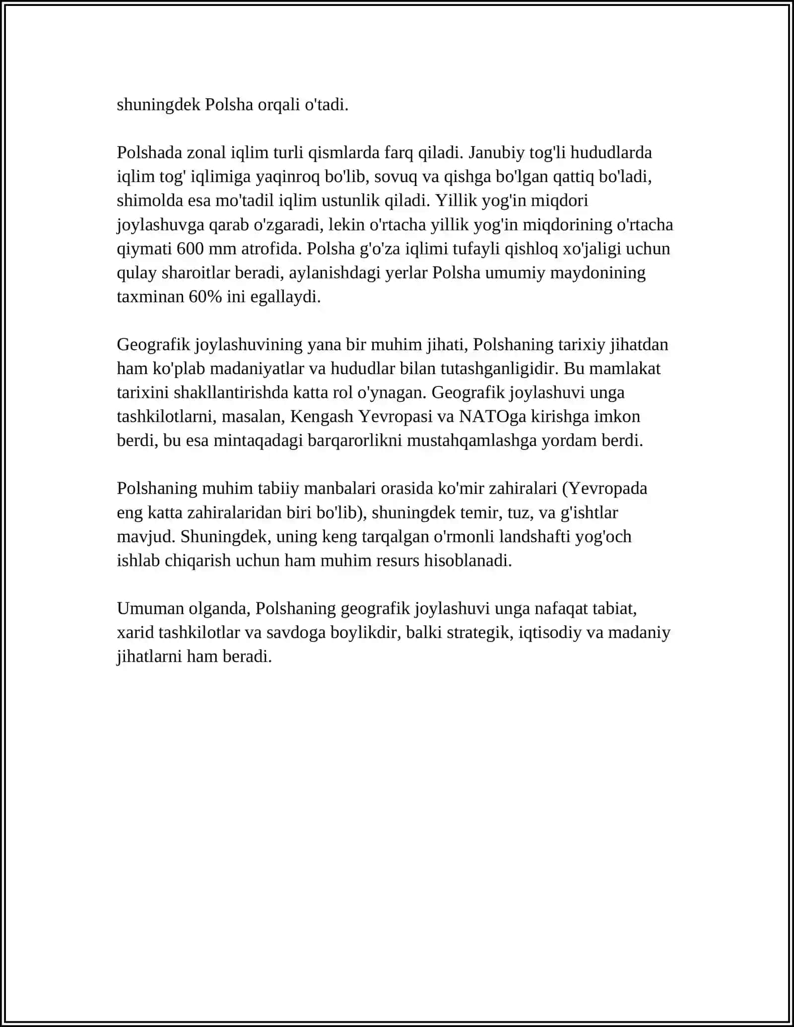 POLSHA DAVLATINING IQTISODIY-GEOGRAFIK TAVSIFI 4