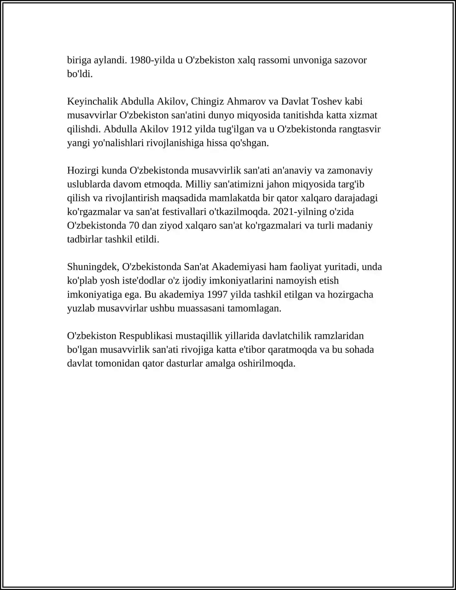 O'zbek Musavvirlari Ochiq Dars 4