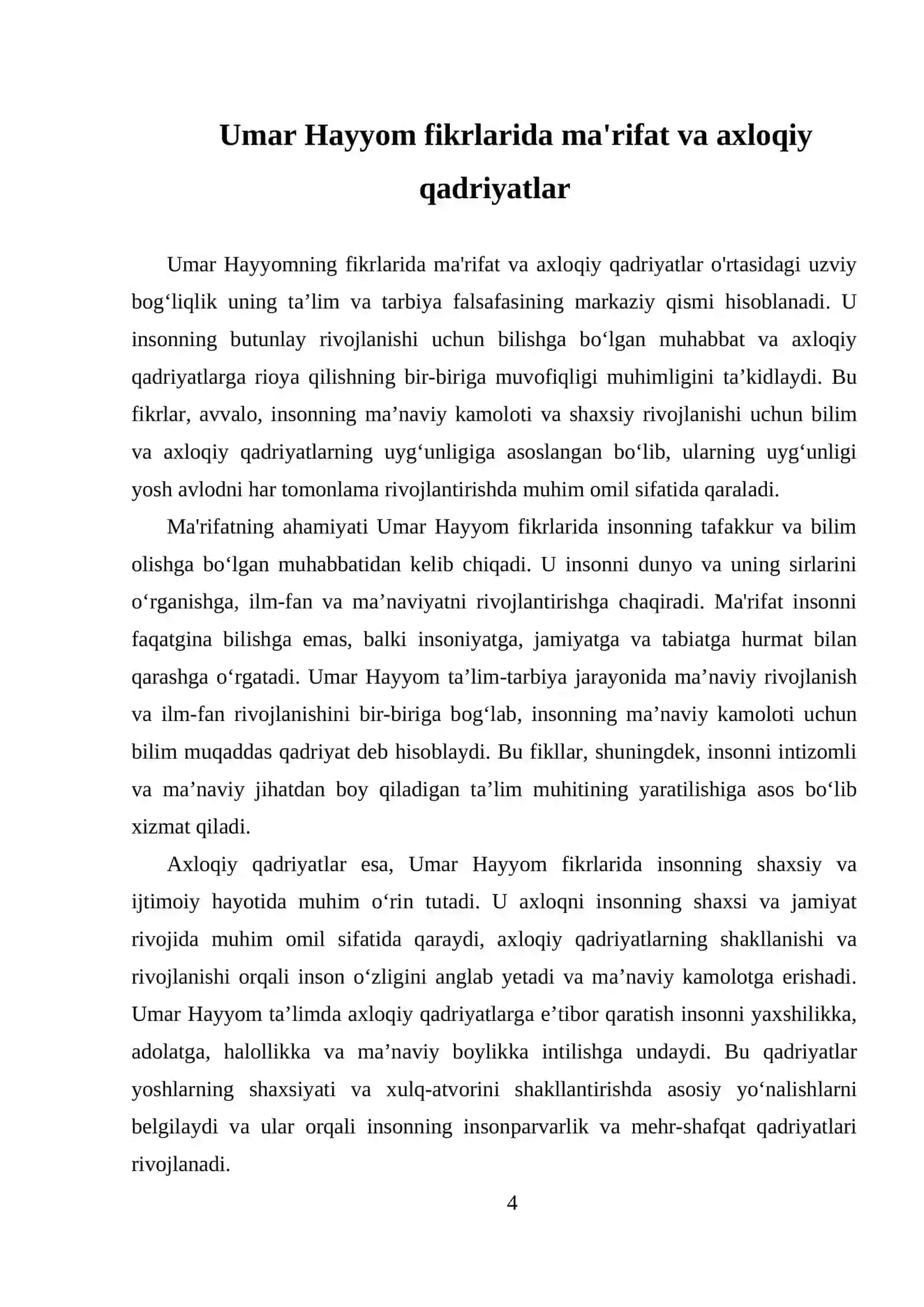 UMAR HAYYOMNING TALIM TARBIYAGA OID FIKRLARI 4