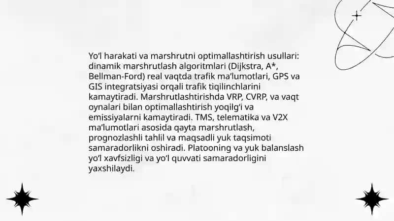Avtomobil transportida logistika tizimlari va ularning samaradorligi 4