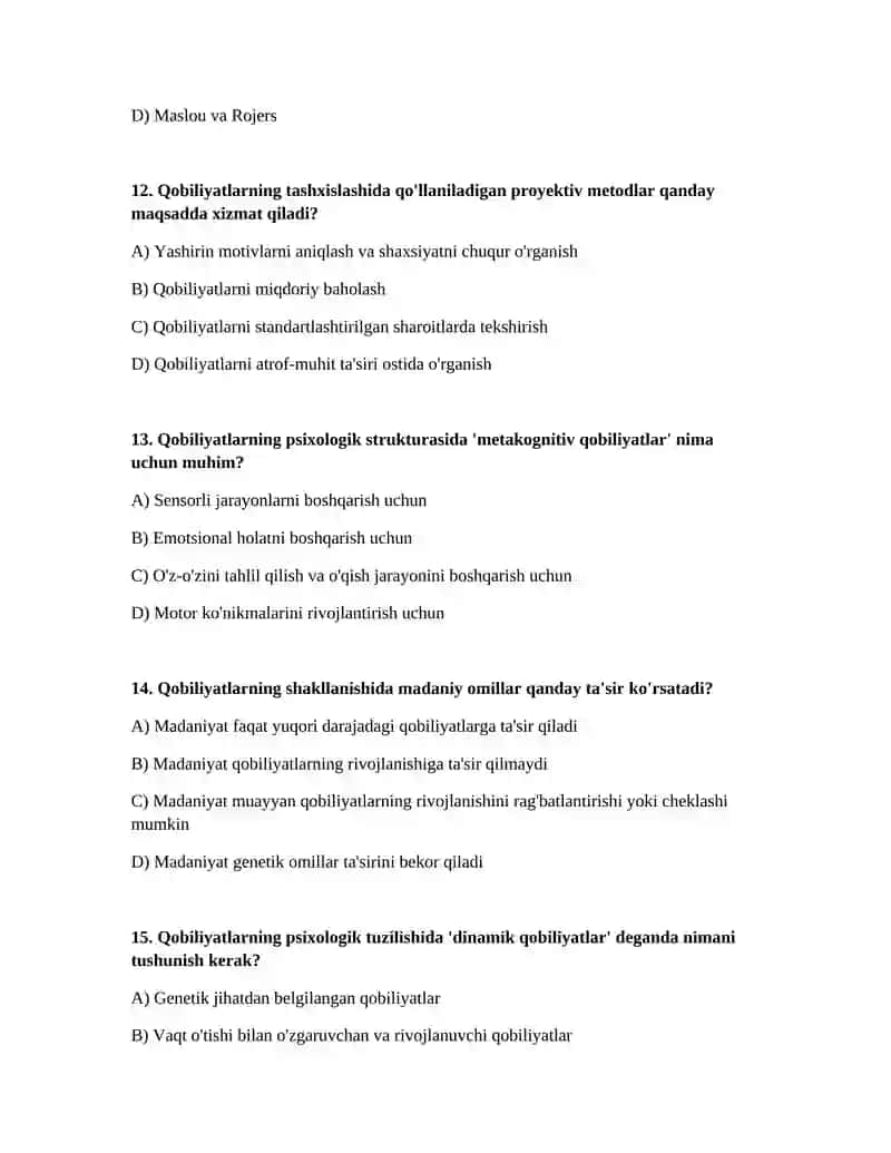 Qobiliyatlarning psixologik strukturasi 4