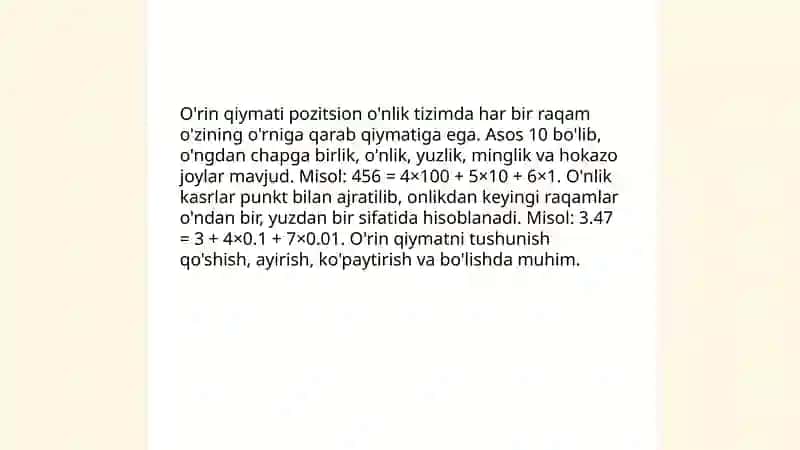 Boshlang'uch sinflardaarifmetik amallarni shakillantirish 4