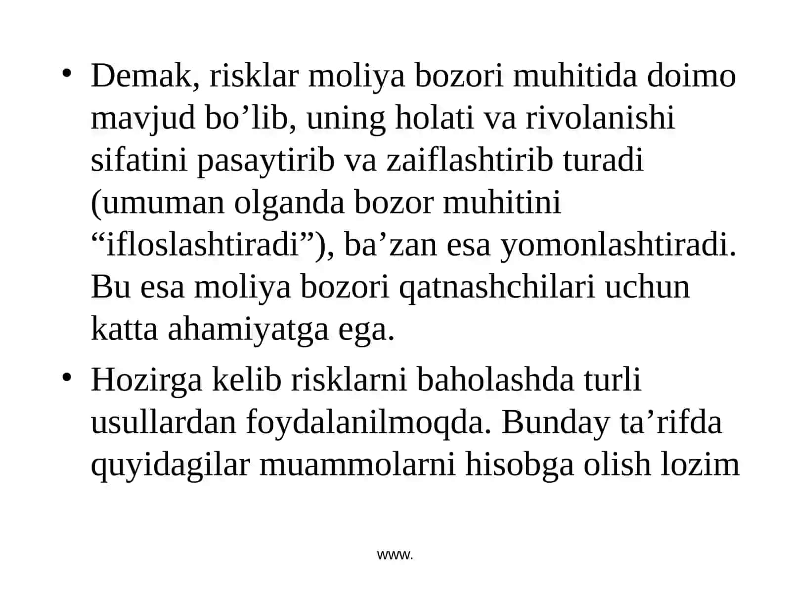Moliya bozori risklari va ularning turlari 4