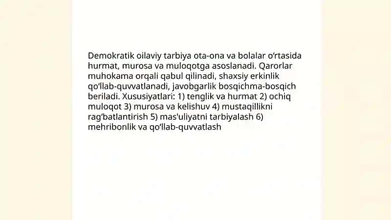 Oilaviy tarbiya turlari va ularning xususiyatlari 4