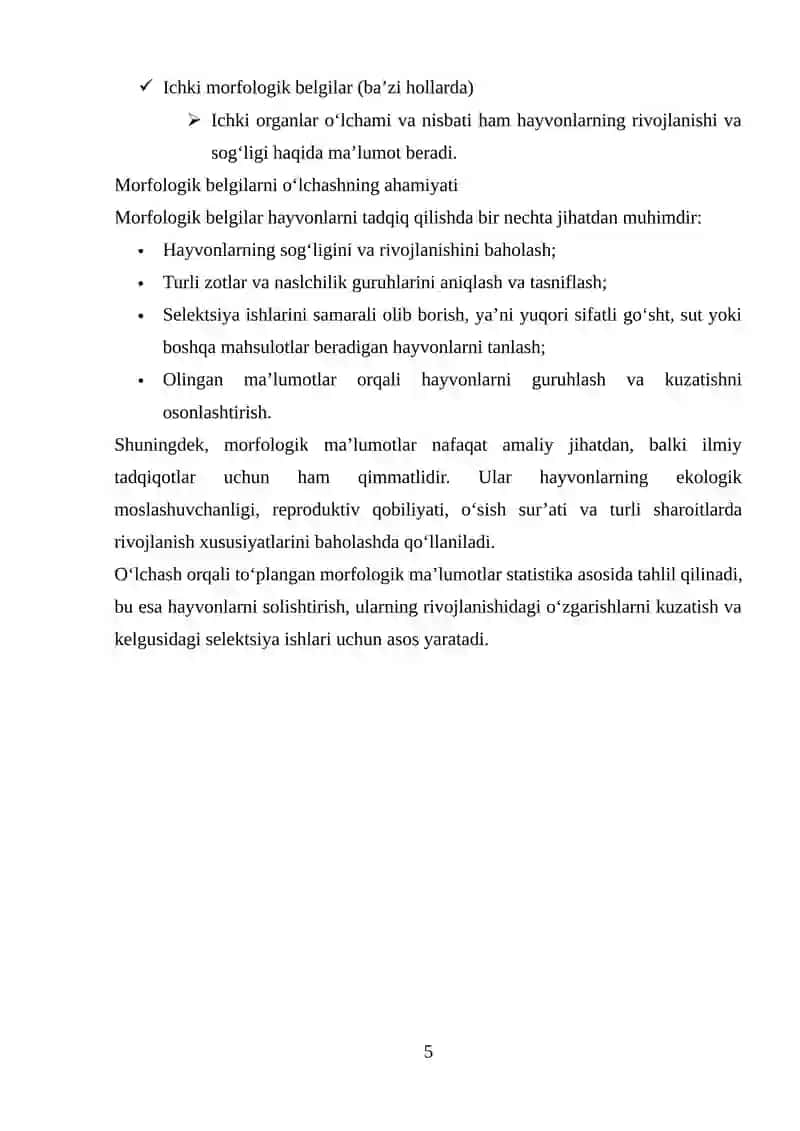 Hayvonlarni morfologik belgilarini oʻlchash 4