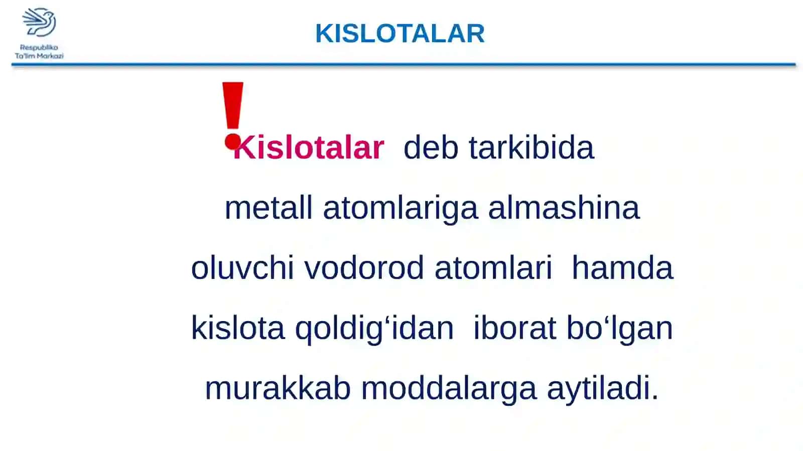 Kislotalar tarkibi, tuzilishi va nomlanishi 4
